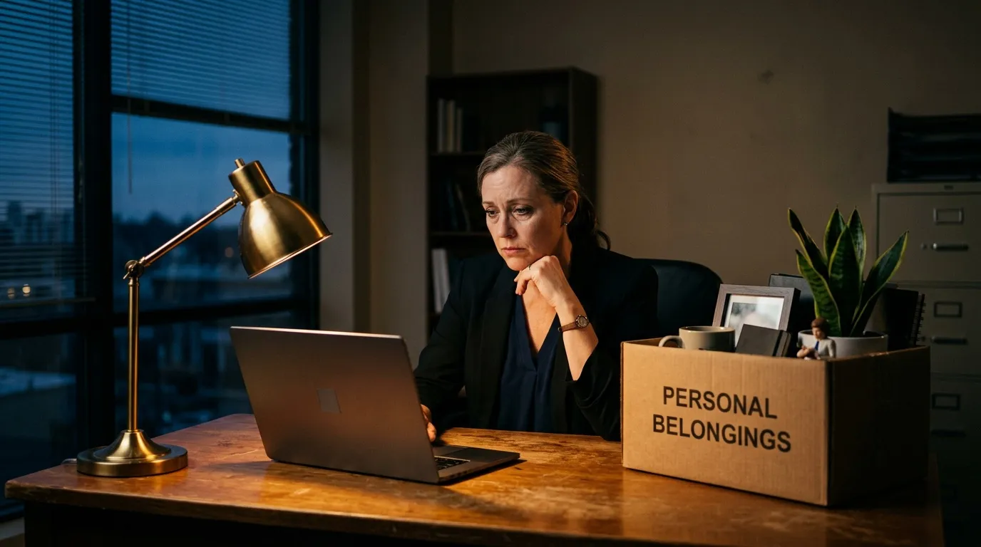 Femme en blazer noir devant laptop avec boîte cartons